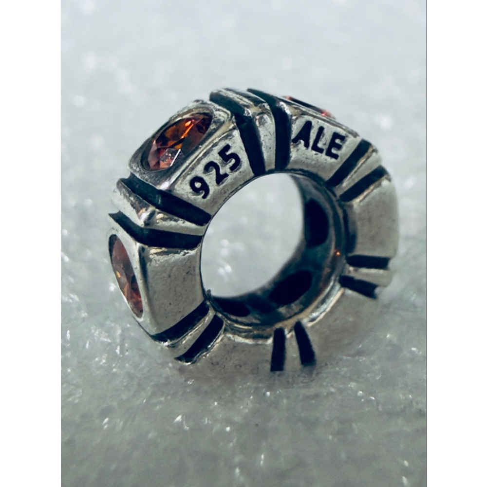 Genuine Pandora Sterling Silver 925 Trinity CZ Orange Light Spacer Charm - Picture 4 of 4